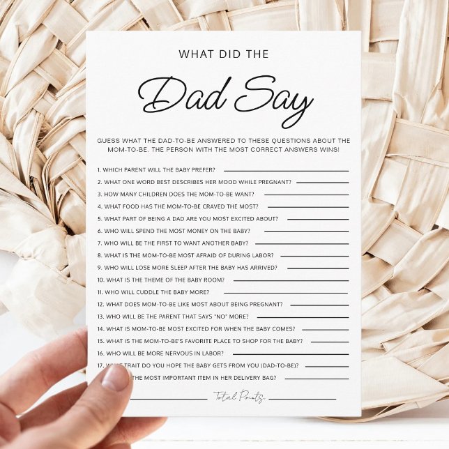 What Did The Dad Say Minimalist Baby Shower Games Invitation (Creator Uploaded)