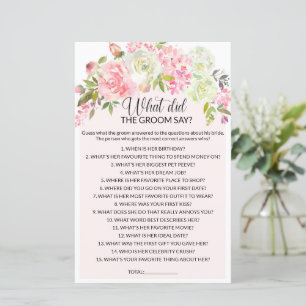 What did the groom say bridal shower game