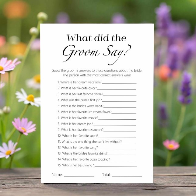 What Did the Groom Say Bridal Shower Game Card (Creator Uploaded)