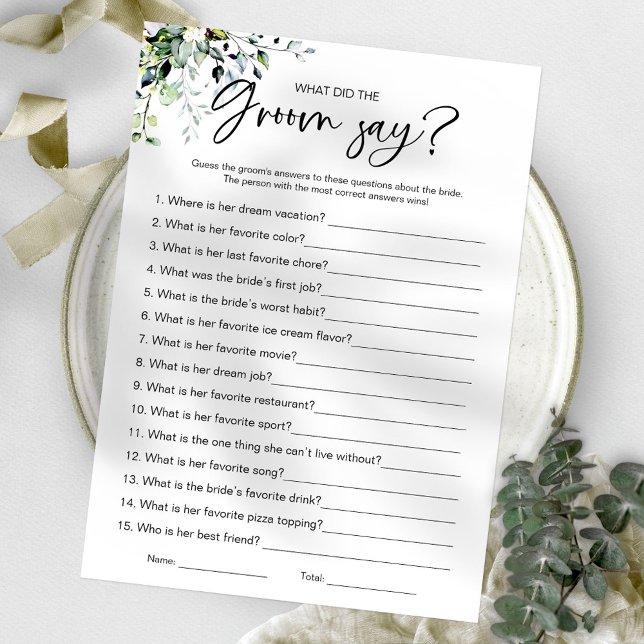 What Did the Groom Say Bridal Shower Game Invitation (Creator Uploaded)