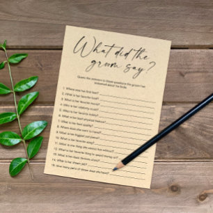 What Did The Groom Say Bridal Shower Game Programme