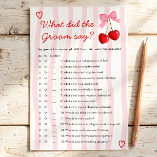 What Did The Groom Say Cherry Bridal Shower Game