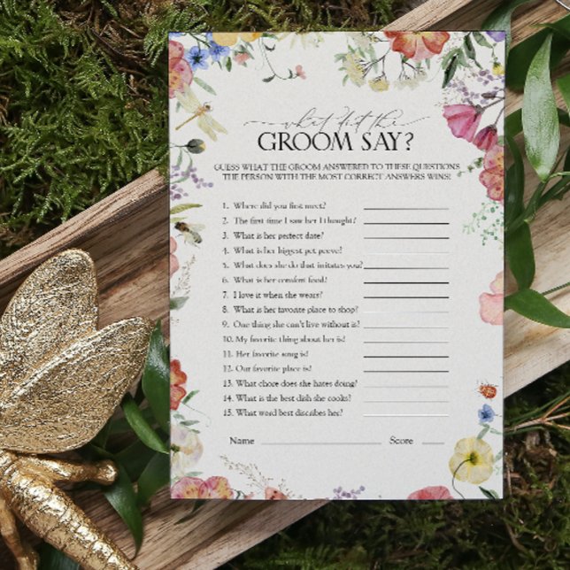 What Did The Groom Say Pressed Flowers Shower Game (Bridal Shower Game!)