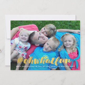 What Fun Gold Overlay Christmas Photo Holiday Card