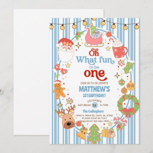 What fun to be One boy 1st birthday invite. Invitation