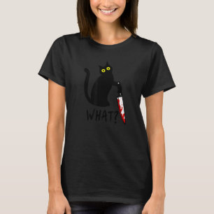 What Funny Black Murderous Cat Knife Kitten Cat Lo T-Shirt