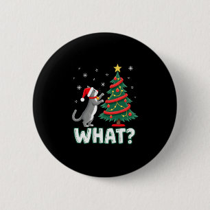 What Funny Cat Pushing Christmas Tree Over Cat Xma 6 Cm Round Badge
