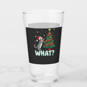 What Funny Cat Pushing Christmas Tree Over Cat Xma Glass