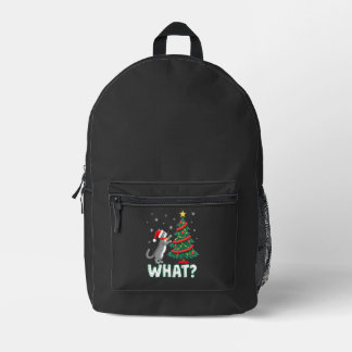 What Funny Cat Pushing Christmas Tree Over Cat Xma Printed Backpack