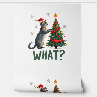 What Funny Cat Pushing Christmas Tree Over Cat Xma Wallpaper