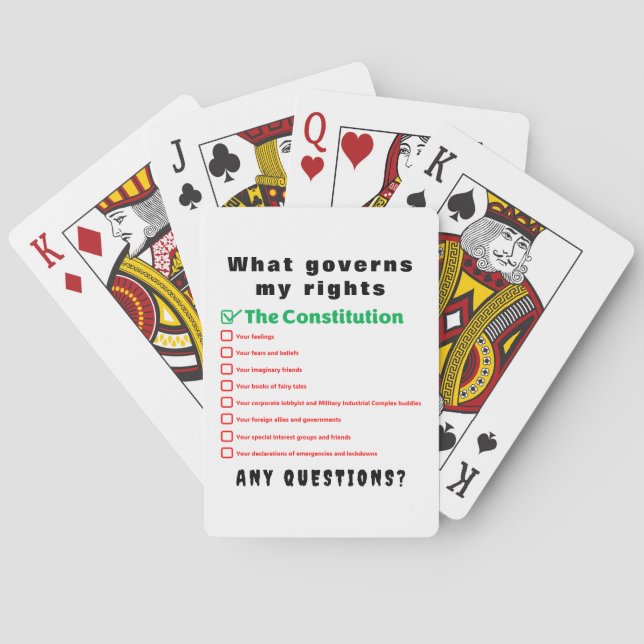 What governs my rights - The Constitution Playing Cards (Back)