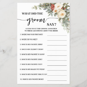 What Groom Say Winter Bridal Shower Game Card