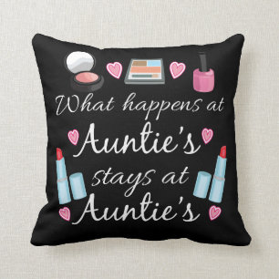 What happens at Auntie's Throw Pillow