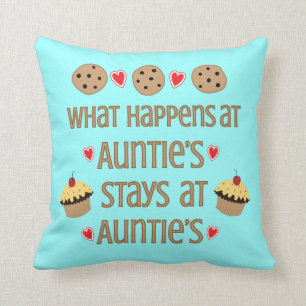 What happens at Auntie's Throw Pillow