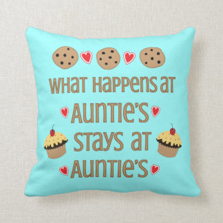 What happens at Auntie's Throw Pillow