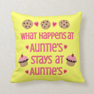 What happens at Auntie's Throw Pillow