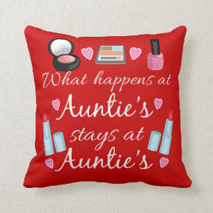 What happens at Auntie's Throw Pillow