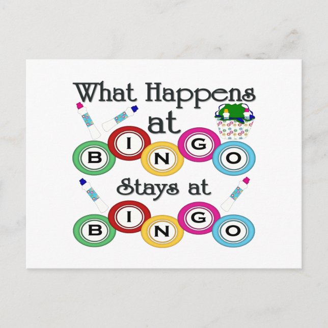 What Happens at Bingo Postcard (Front)