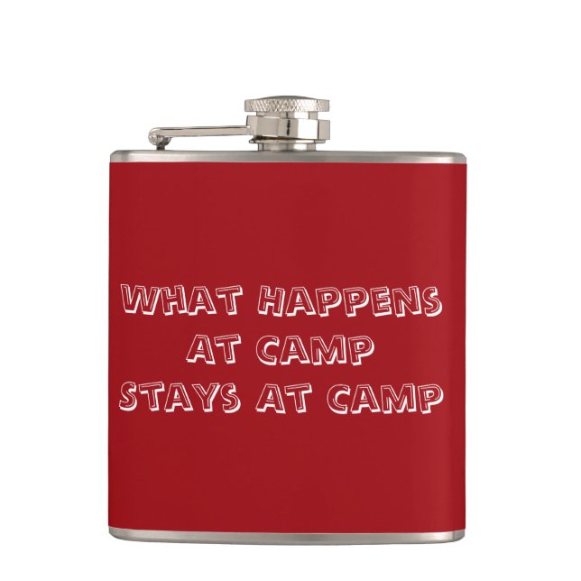 What happens at camp stays at camp hip flask (Front)