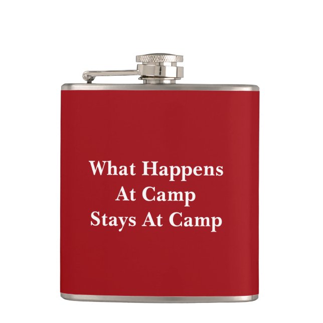What happens at camp stays at camp hip flask (Front)