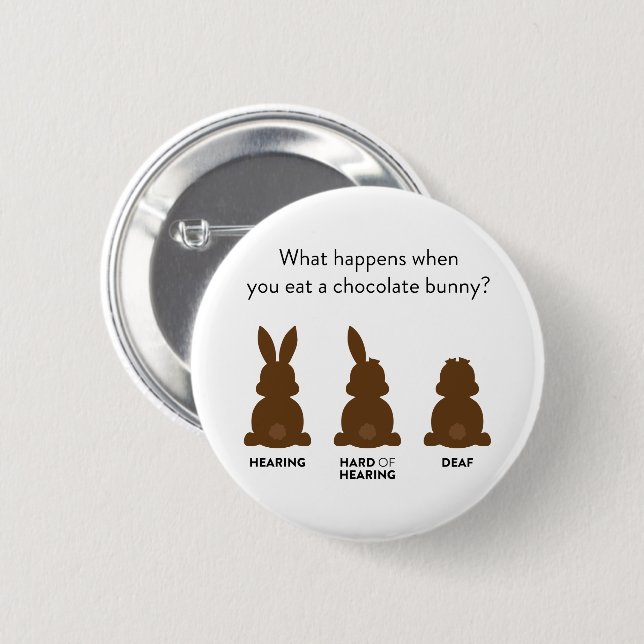 What Happens If You Eat A Chocolate Bunny? 6 Cm Round Badge (Front & Back)