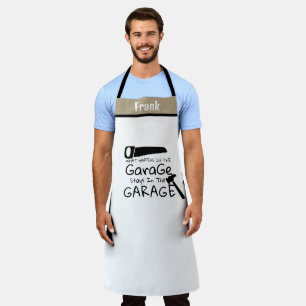 "What Happens in Garage" Funny Handyman Apron