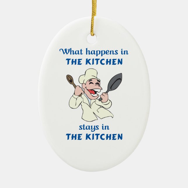 WHAT HAPPENS IN KITCHEN CERAMIC TREE DECORATION (Front)