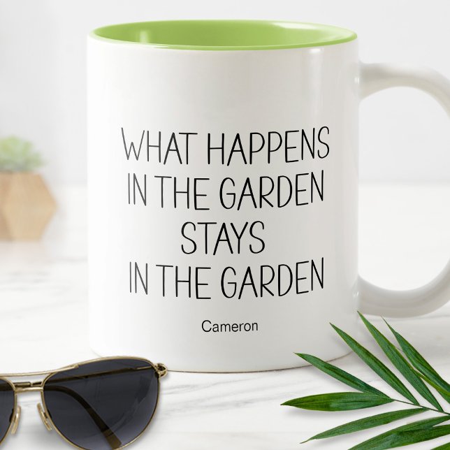 What Happens In The Garden Stays Humourous Funny  Two-Tone Coffee Mug (Creator Uploaded)