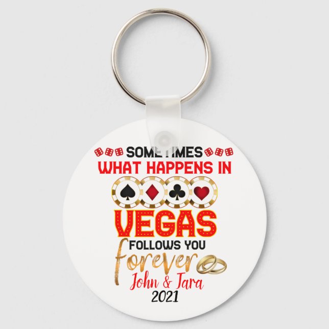 What Happens in Vegas Anniversary Married Couple Key Ring (Front)