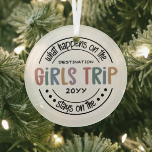 What happens on Girls Trip Custom Girls Weekend Glass Tree Decoration