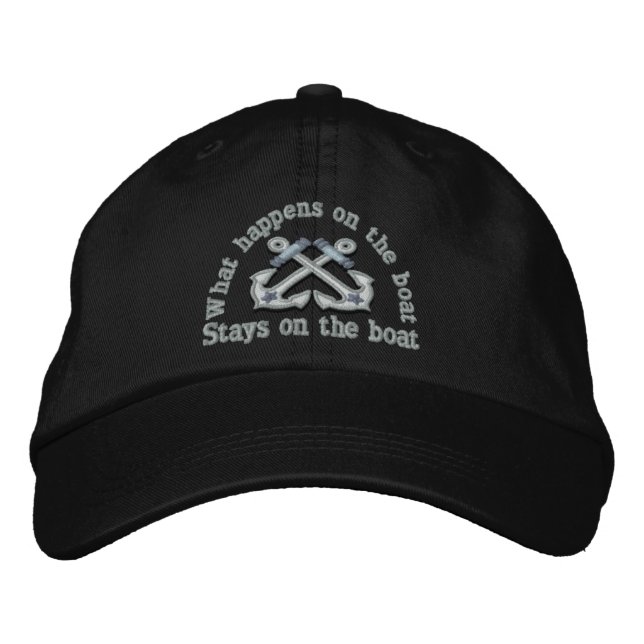 What happens on the boat ... crossed anchors embroidered hat (Front)