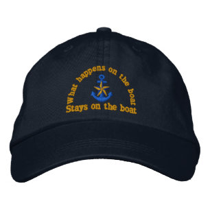 What happens on the boat humour star anchor embroidered hat