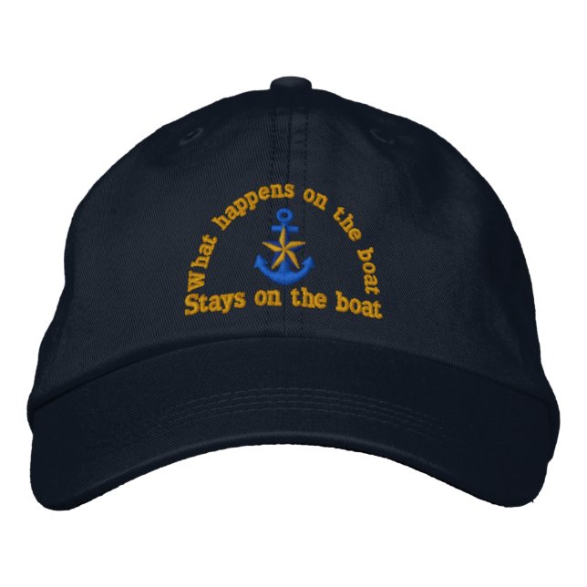 What happens on the boat humour star anchor embroidered hat (Front)
