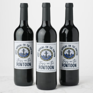 What Happens on the pontoon stays on the pontoon Wine Label