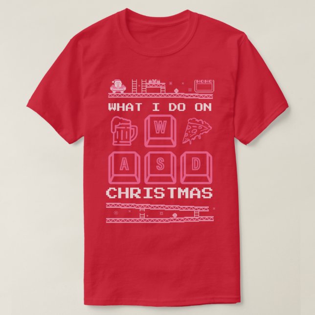 What I Do On Christmas Games Spielen Pizza Bier T-Shirt (Design Front)