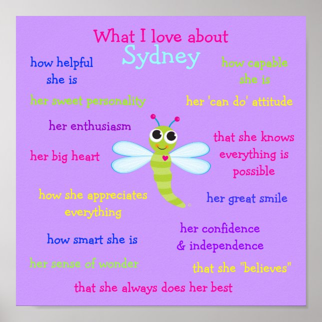 What I love about Sydney Personalised Poster (Front)