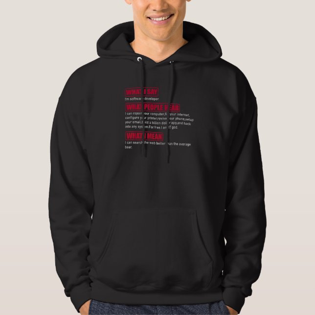 What I Say I'm A Software Developer What People He Hoodie (Front)