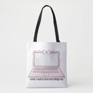 What I Watch Obscene Things On Cute Laptop Design Tote Bag