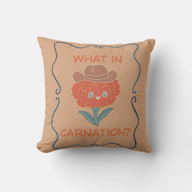What in Carnation Funny Cowboy Flower Cushion (Front)