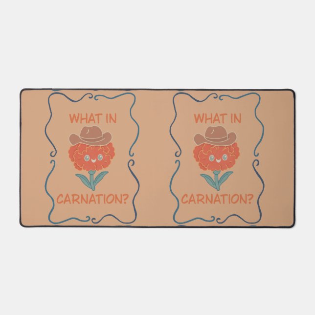 What in Carnation Funny Cowboy Flower Desk Mat (Front)