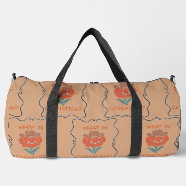 What in Carnation Funny Cowboy Flower Duffle Bag (Front)