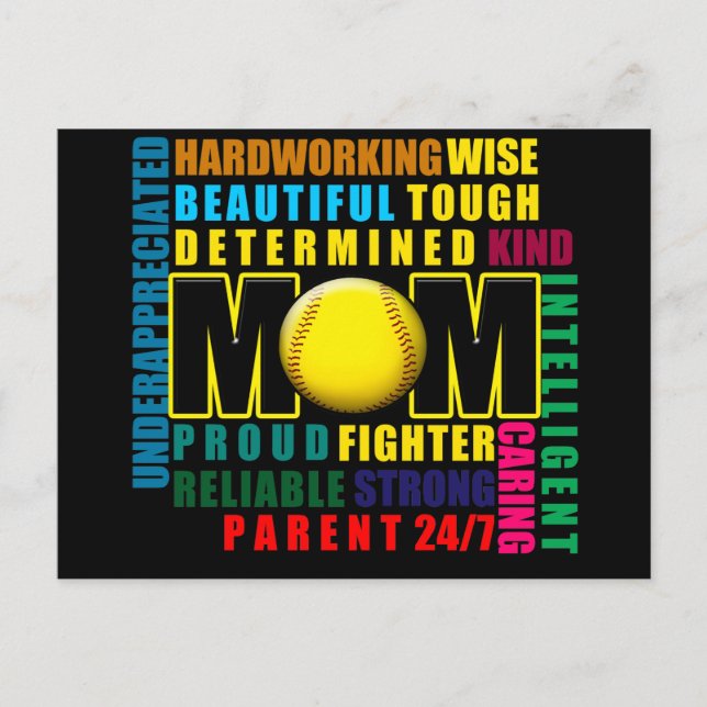 What is a Softball Mum copy.png Postcard (Front)