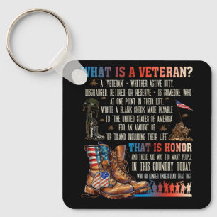 What Is A Veteran That Is Honor Patriotic American Key Ring