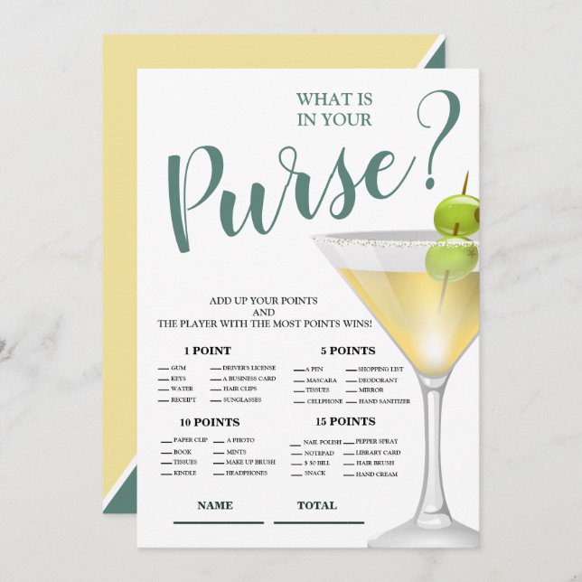 What is in Purse Elegant Bridal Shower  Invitation (Front/Back)