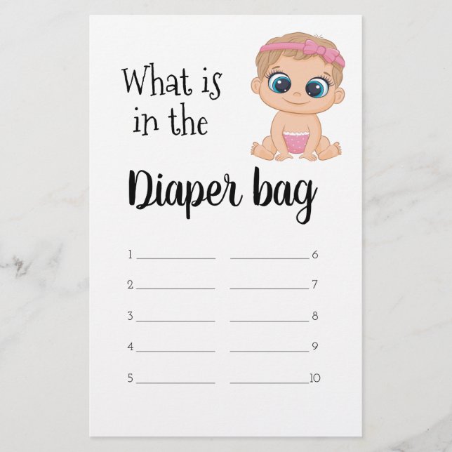 What is in the Diaper Bag Baby Girl Flyer (Front)