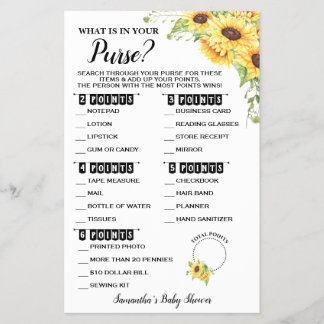 What Is In Your Purse Baby Shower Game Card