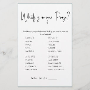 What is in your Purse? Game Card Flyer