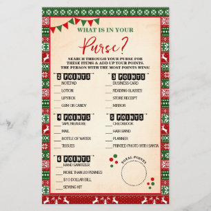 What is in Your Purse Ugly Sweater Game Card