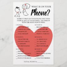What is on your Phone Bridal Shower Game Card