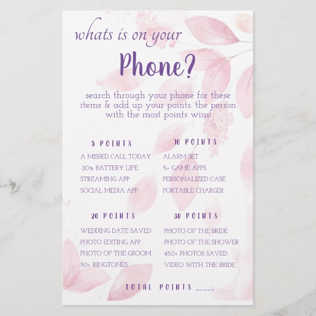 What is on your Phone? Game Card Flyer (Front)